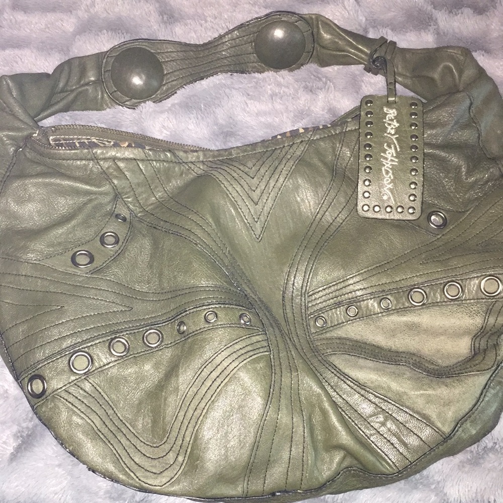 Betsey Johnson army green leather bag